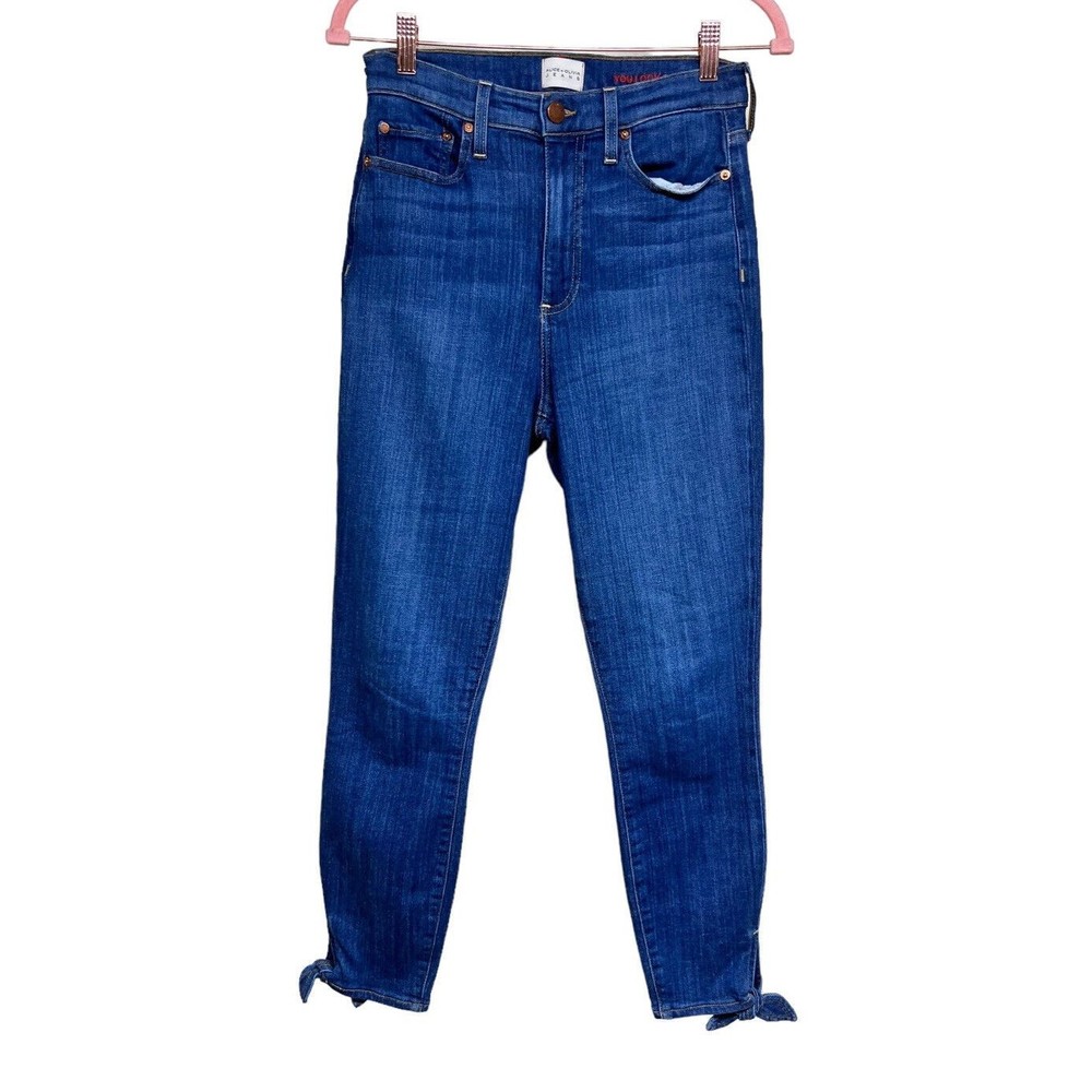Alice + Olivia Good High‎ Rise Skinny Crop Ankle Tie Jeans Heart & Soul Size 28